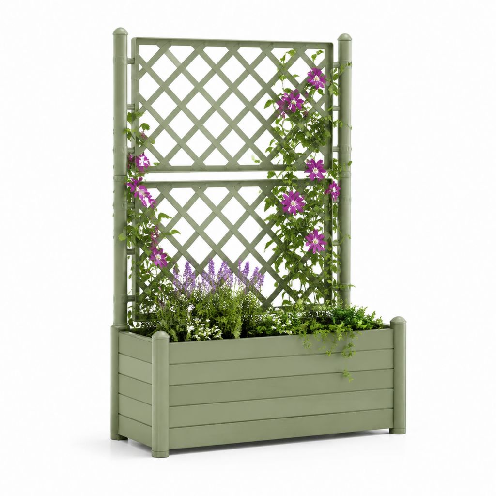 Fioriera con grigliato da giardino verde in PP rettangolare 100 x 43 x 142 cm