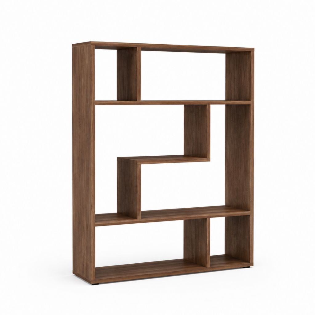 Libreria da terra marrone in pannello truciolare melaminico 80 x 24 x 160 cm