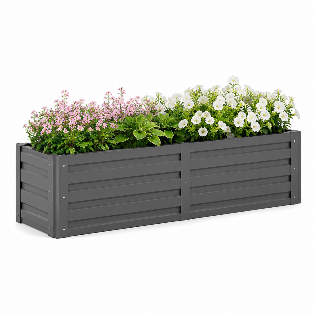 Fioriera rialzata da giardino grigio antracite in polipropilene rettangolare 120 x 40 x 40 cm