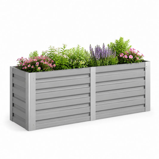 Fioriera rialzata da giardino grigia in acciaio zincato 160 x 40 x 45 cm