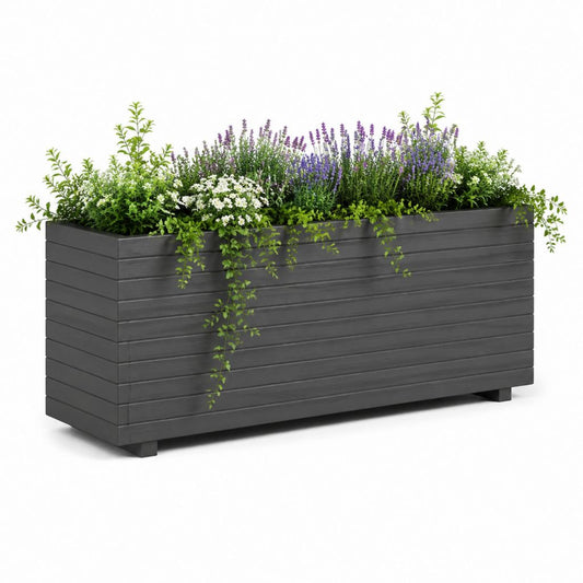 Fioriera da esterno rettangolare grigio antracite in WPC 100 x 40 x 45 cm