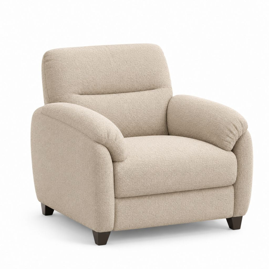 Poltrona da soggiorno beige in poliestere con braccioli imbottiti 95 x 90 x 92 cm