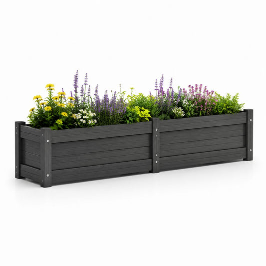 Fioriera rialzata da giardino nera in WPC rettangolare 200 x 40 x 40 cm