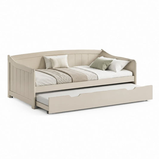 Letto singolo estraibile beige in MDF 90 x 200 cm