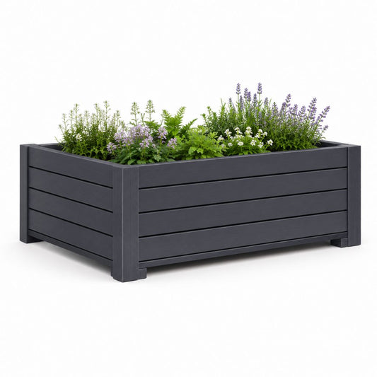 Fioriera rialzata rettangolare antracite in polipropilene 100 x 50 x 50 cm
