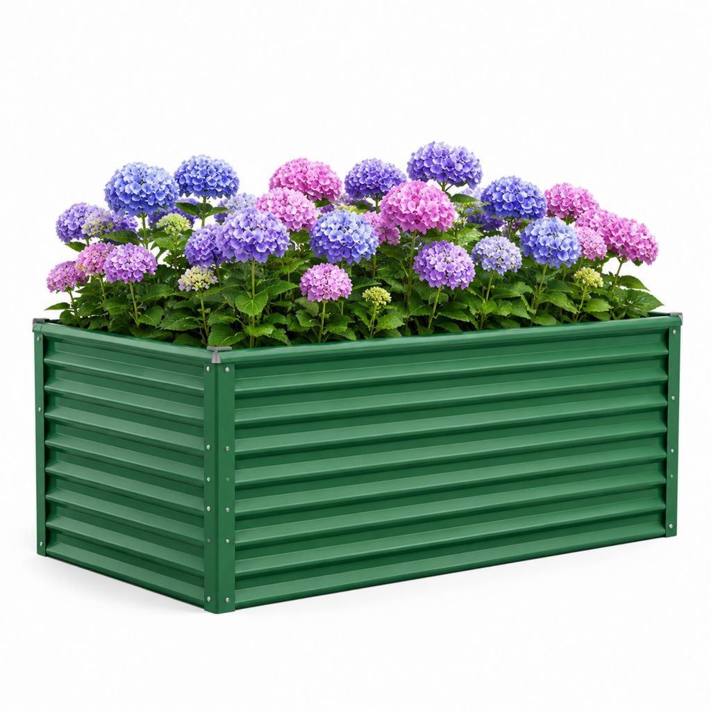 Fioriera rialzata da giardino verde in acciaio zincato rettangolare 120 x 60 x 60 cm