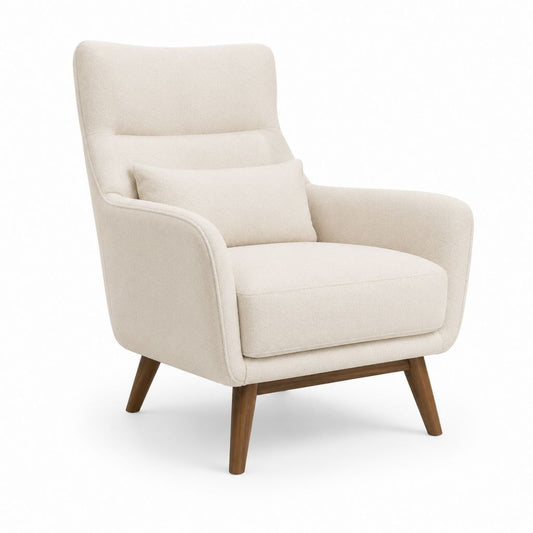 Poltrona relax beige in poliestere con gambe in legno massello 78 x 85 x 102 cm