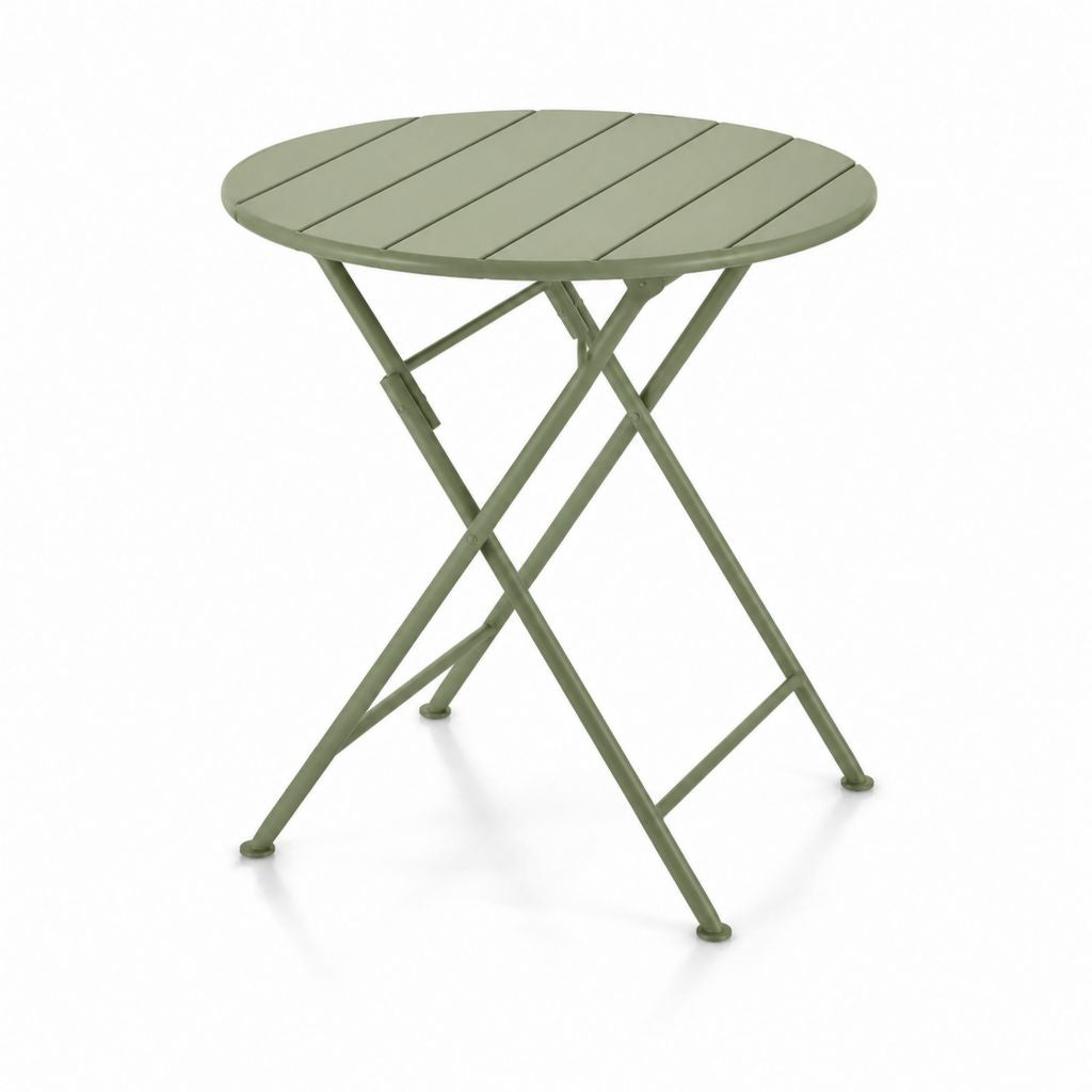 Tavolo da giardino pieghevole verde in acciaio rotondo Ø 60 x H 71 cm