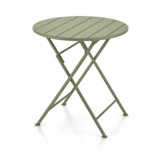Tavolo da giardino pieghevole verde in acciaio rotondo Ø 60 x H 71 cm