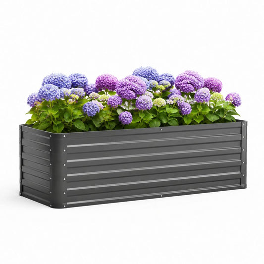 Fioriera rialzata rettangolare grigio antracite in acciaio verniciato a polvere 120 x 60 x 30 cm