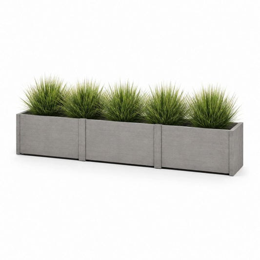 Set di 3 fioriere rettangolari da esterno grigio cemento in polipropilene 100 x 30 x 40 cm