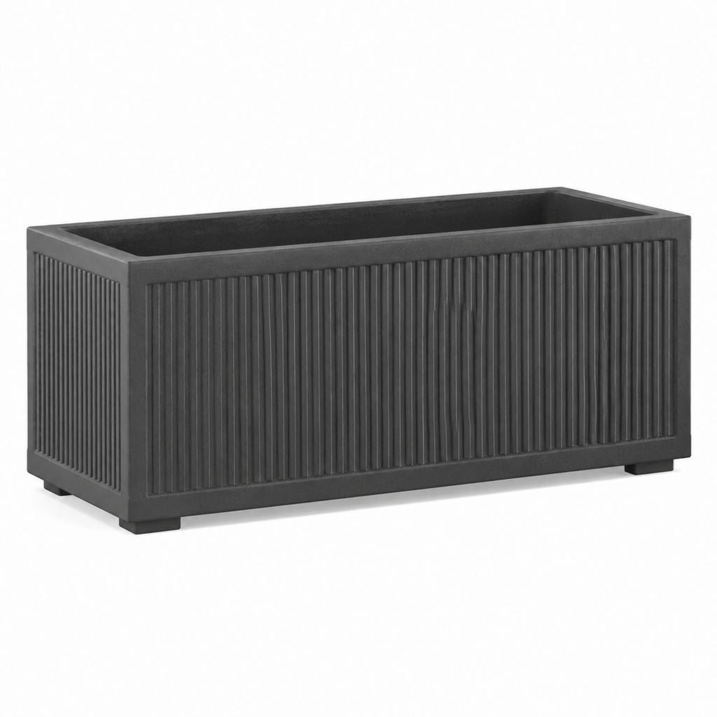 Fioriera rettangolare da esterno antracite in PP 80 x 36 x 35 cm