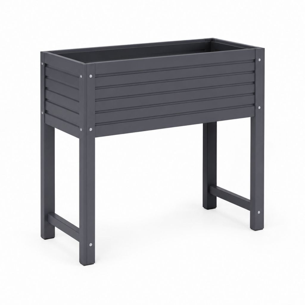 Fioriera rialzata rettangolare grigio antracite in acciaio zincato 80 x 40 x 80 cm
