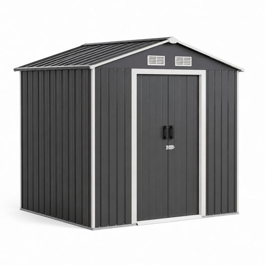 Casetta da giardino in acciaio zincato antracite rettangolare 213 x 127 x 185 cm