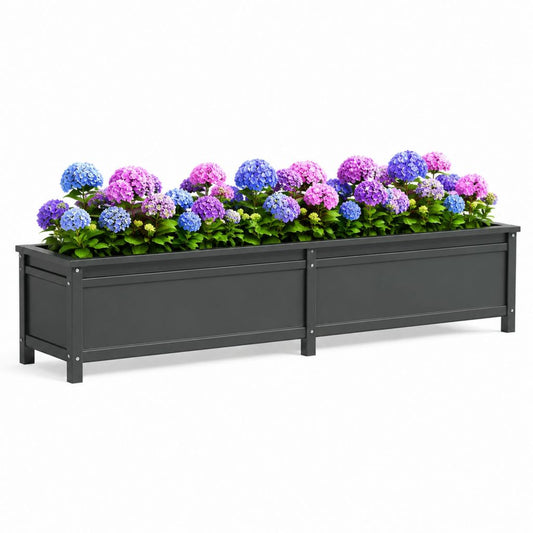Set di 2 fioriere rialzate rettangolari antracite in acciaio 160 x 30 x 30 cm