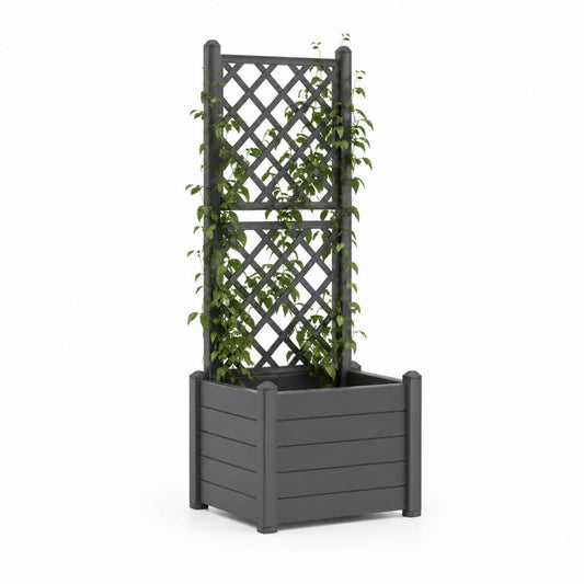 Fioriera con grigliato rampicanti grigio in PP 43 x 43 x 142 cm