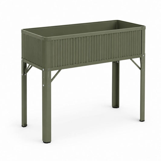 Fioriera rialzata da giardino verde oliva in acciaio zincato rettangolare 100 x 40 x 80 cm
