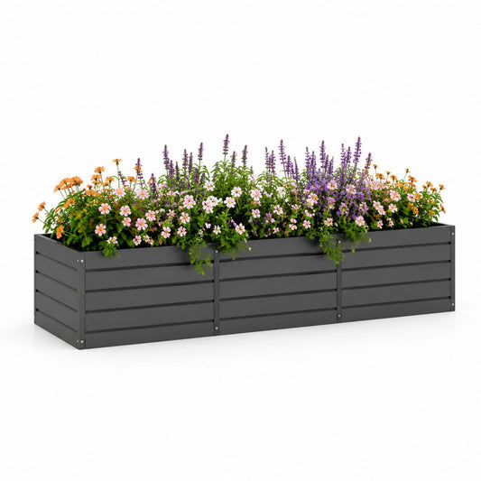 Fioriera rialzata da giardino antracite in acciaio zincato rettangolare 240 x 80 x 45 cm