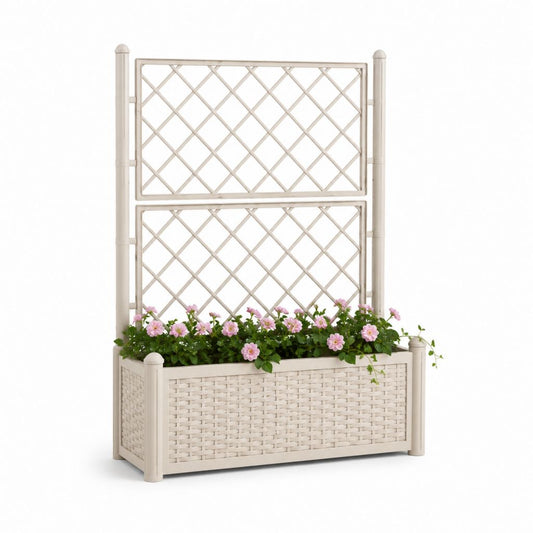 Fioriera con grigliato per rampicanti avorio in polipropilene rettangolare 80 x 40 x 140 cm